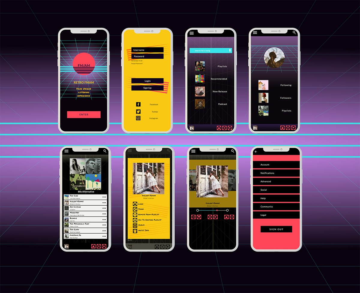 Final mobile for 1980s music app.