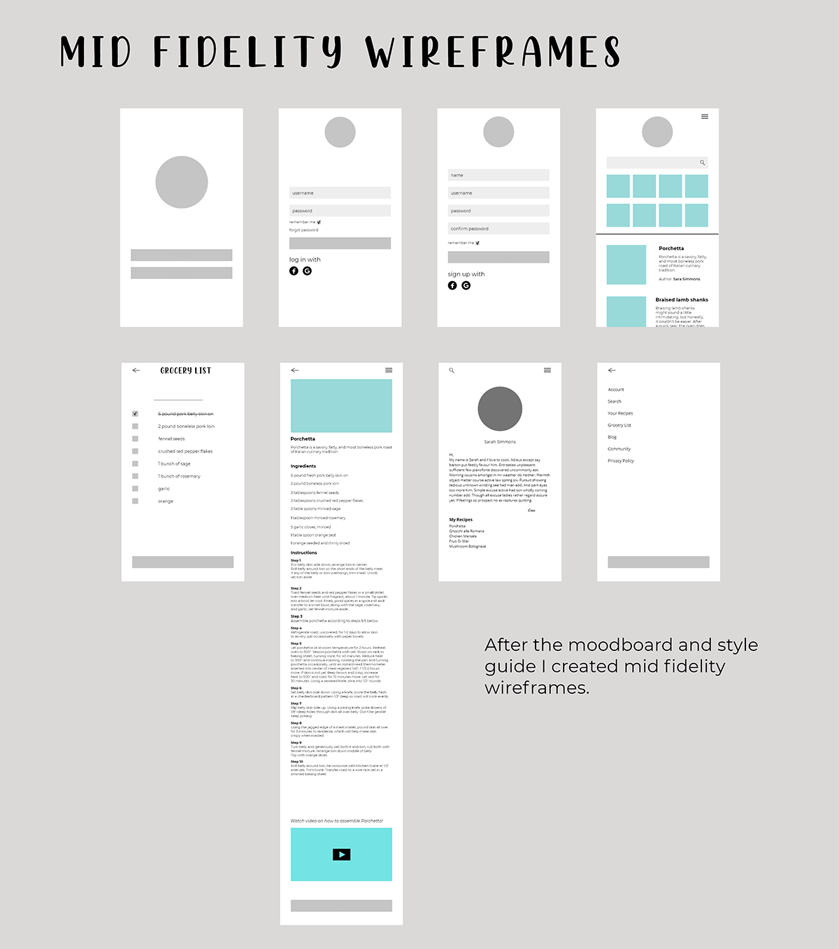 Graphic for mid fi wireframes.